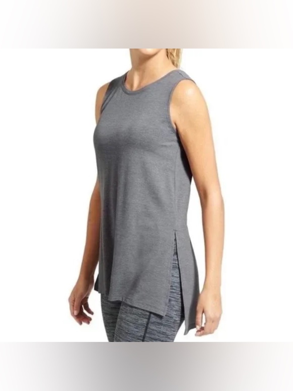 Athleta Side Split gray tank top slits on both sides high low